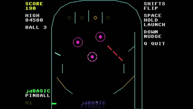 The jdBasic pinball table on the Fruit Jam's DVI output